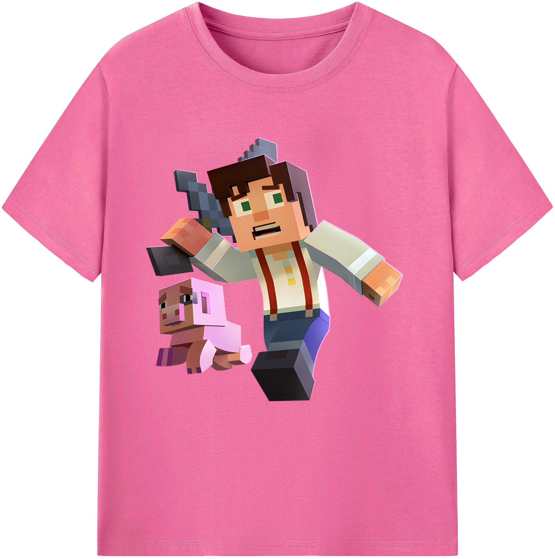 （画像用） マインクラフト ブロックの世界 Minecraft MC Block world レディースカジュアルプリントTシャツ（綿100％）